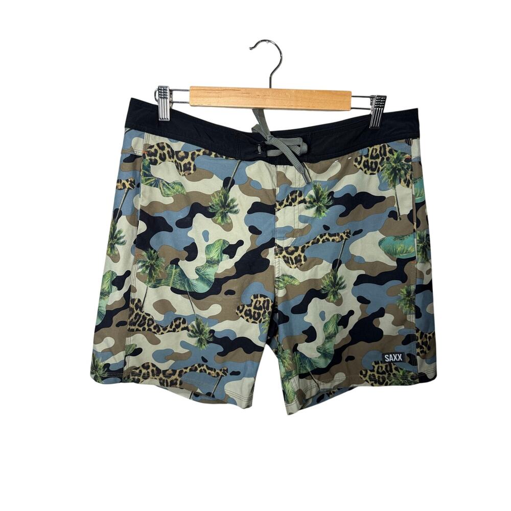Saxx Betawave 2N1 Boardie Board Shorts Jungle Camo 34 Medium